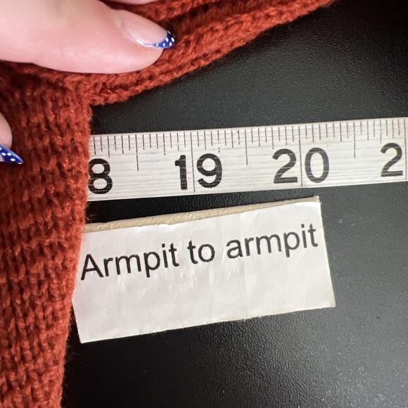 Vintage 70s Long Cardigan Sweater Jacket Sz M Burt Orange Mod MCM Luxury Quiet - Picture 9 of 11